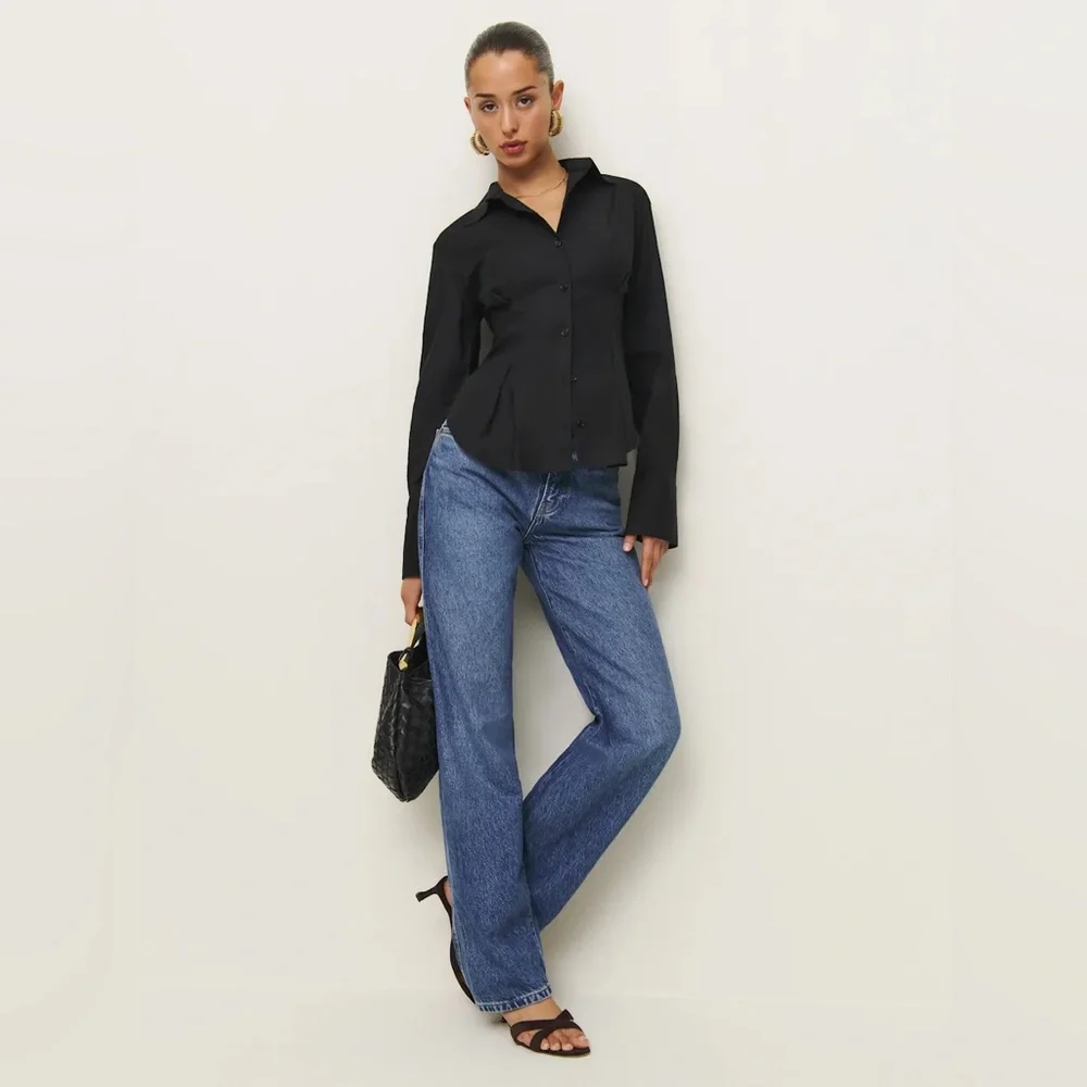 Reformation Becker Shirt In Black, Brand new without tags, never worn, no flaws._4